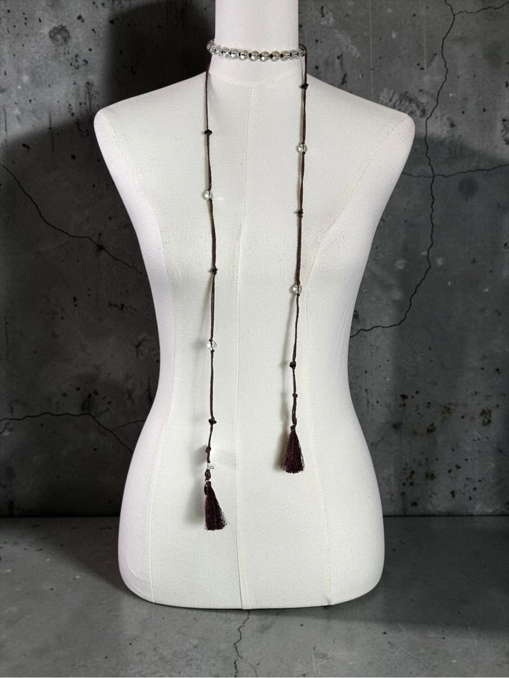 Free People Bohemian Witchy Mayfield Beaded Lariat Choker Necklace NWT Burgundy